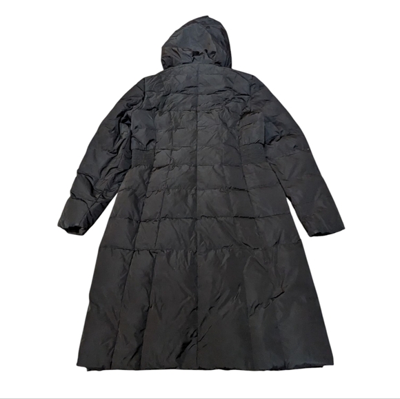 Cole Haan Coat Signature Hooded Taffeta Down Coat Cinched Waist Neutral Preppy - Picture 3 of 10